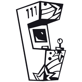 Arcade machine stars black and white clipart