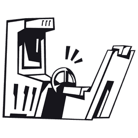 Arcade machine wheel black and white clipart