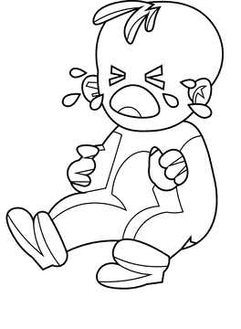Baby crying black and white clipart