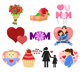 Mothers day clipart set vector
