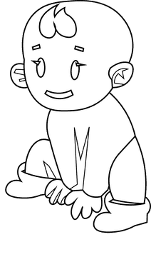 Baby sitting black and white clipart