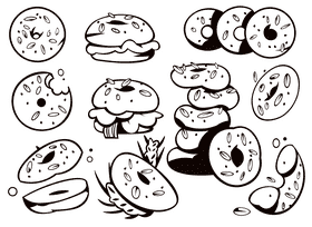 Bagel black and white vector