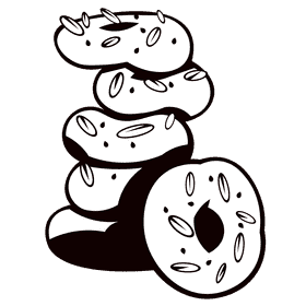 Bagel pile black and white clipart