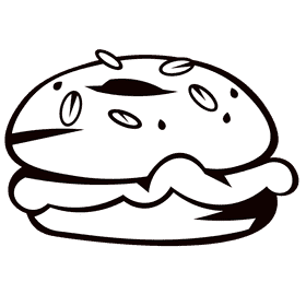 Bagel sauce black and white clipart