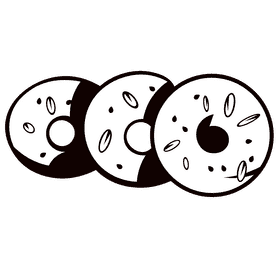 Bagel trio black and white clipart