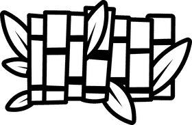 Bamboo row black and white clipart