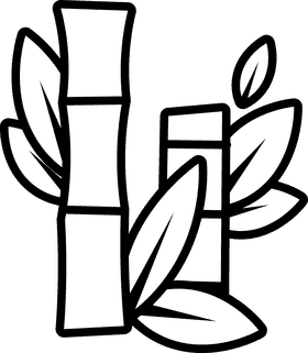 Bamboo two black and white clipart