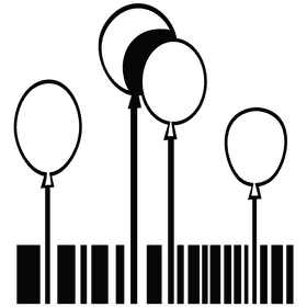 Barcode balloons black and white clipart