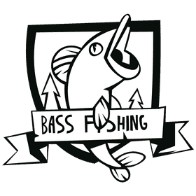 Bass fishing black and white clipart