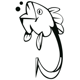 Bass fish fish anchor black and white clipart