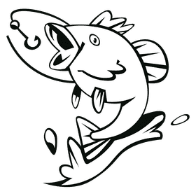 Bass fish water anchor black and white clipart