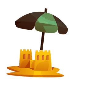 Beach umbrella castle clipart