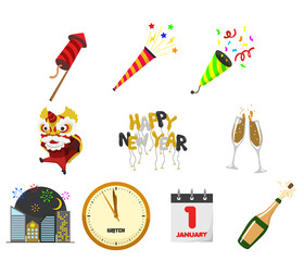 Happy New Year clipart set vector