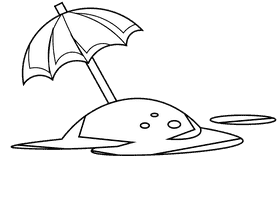 Beach umbrella falling black and white clipart