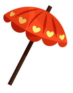 Beach umbrella hearts clipart