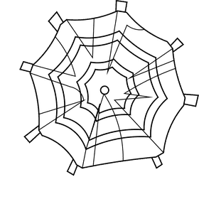 Beach umbrella top black and white clipart