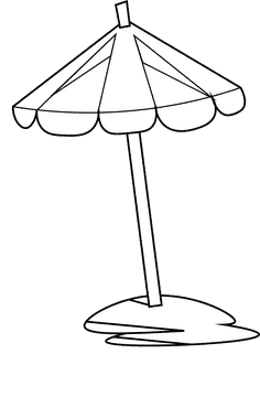 Beach umbrella triangle black and white clipart