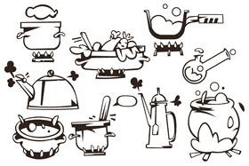 Boiling water black and white vector