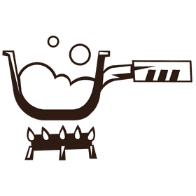 Boiling water inside black and white clipart