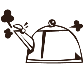 Boiling water pot black and white clipart