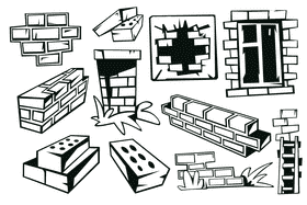 Brick wall black and white vector