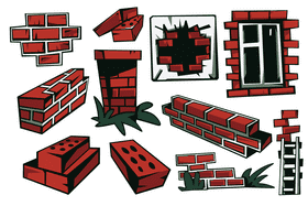 Brick wall vector