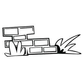 Brick wall grass black and white clipart