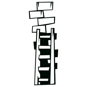 Brick wall ladder black and white clipart