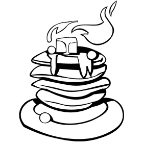 Butter pancakes black and white clipart