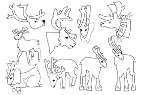 Caribou black and white vector