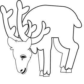 Caribou eating black and white clipart