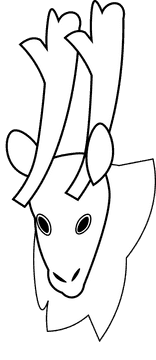 Caribou head black and white clipart