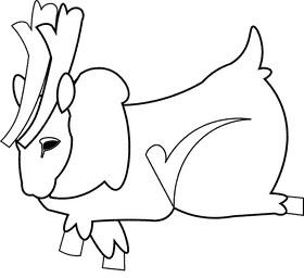 Caribou sleeping black and white clipart