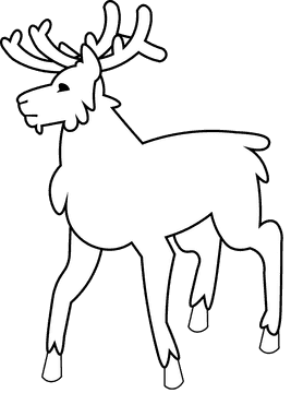 Caribou waiting black and white clipart