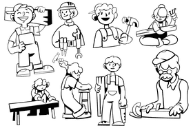 Carpenter black and white vector