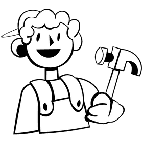 Carpenter hammer black and white clipart