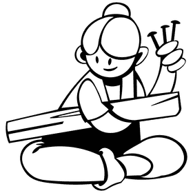 Carpenter nails black and white clipart