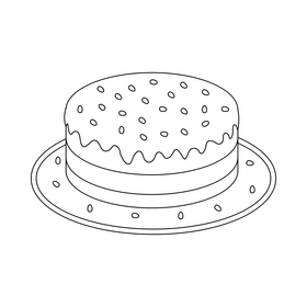 Pomegranate cake black and white clipart