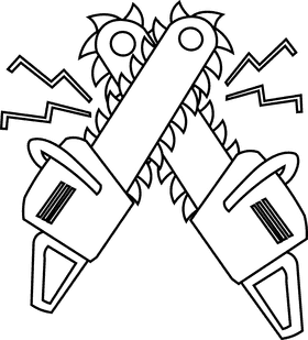 Chainsaw battle black and white clipart