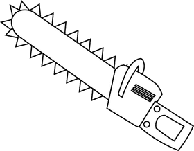 Chainsaw blue black and white clipart