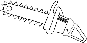 Chainsaw old black and white clipart