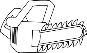 Chainsaw perspective black and white clipart