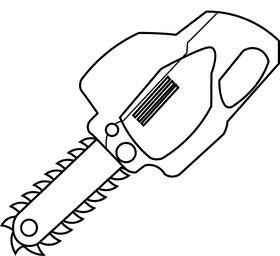 Chainsaw small black and white clipart