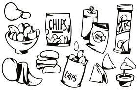 Chips black and white vector