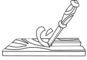 Chisel wood working black and white clipart