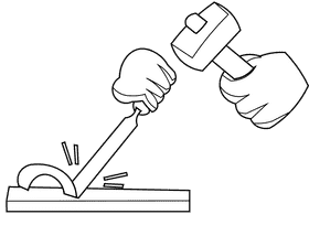 Chisel wood working black and white clipart