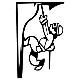 Climber mountain rope up black and white clipart