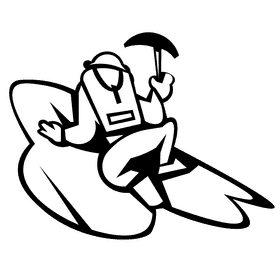 Climber pick climbing black and white clipart