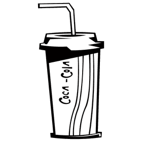 Coca cola plastic cup black and white clipart