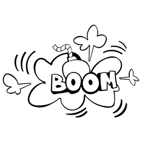 Comic boom black and white clipart